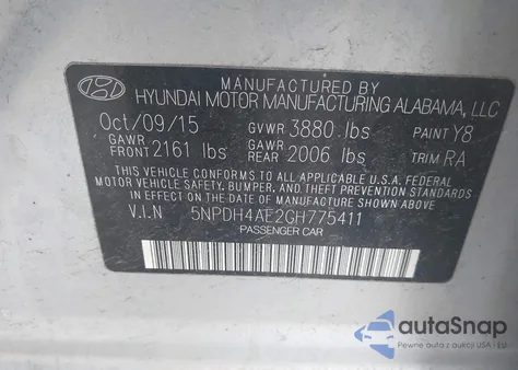 2016 Hyundai Elantra Se из США, поврежденный, VIN 5NPDH4AE2GH775411